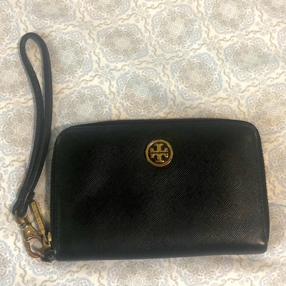 Tory Burch zip black wallet wristlet